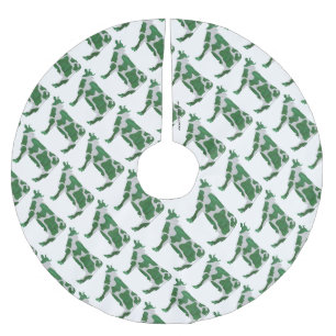 Kow-Grönt och vit Silhouette Julgransmatta Borstad Polyester