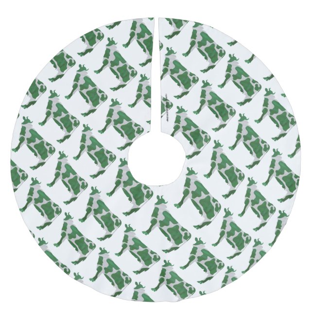 Kow-Grönt och vit Silhouette Julgransmatta Borstad Polyester (Framsidan)