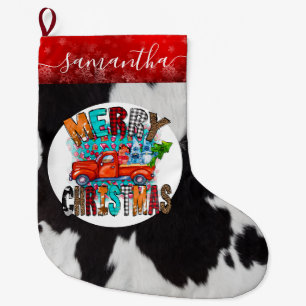 Kow hide Black White-julklapp Stor Julstrumpa