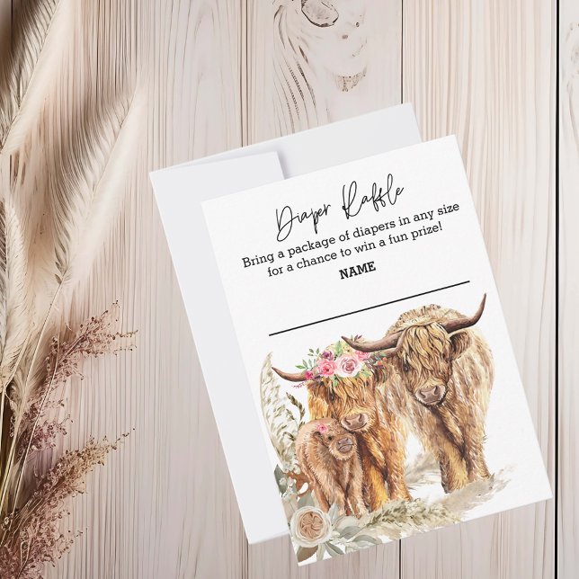 Kow Highland Baby Shower Par Diaper Raffle Inbjudningar (Skapare uppladdad)