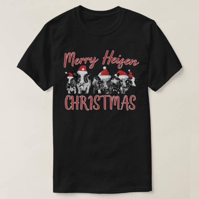Kow jul Merry Heifen jul Funny Cow Far T Shirt (Design framsida)