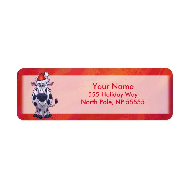 Kow-jul på röd returadress etikett (Framsidan)