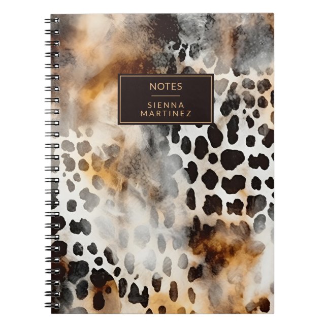 Kow Leopard Print Abstrakt Art Anteckningsbok (Framsidan)