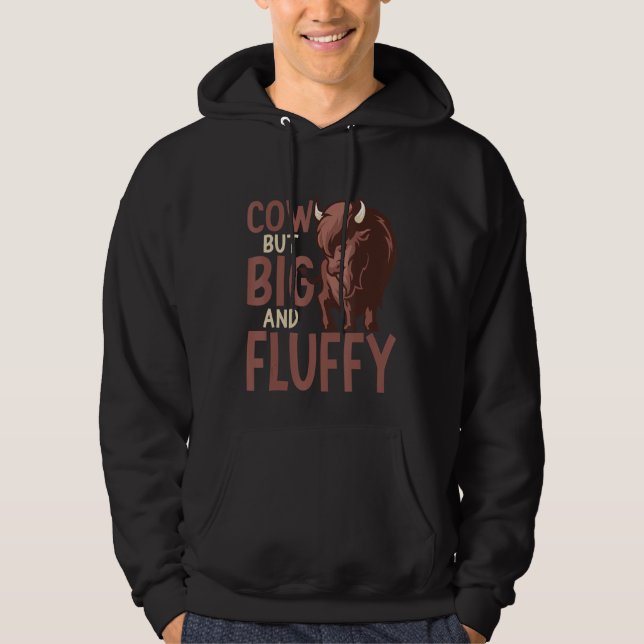 Kow men Big och Fluffy Buffalo Bison Hoodie (Framsida)