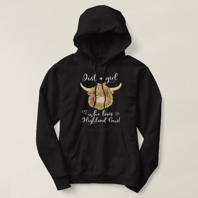 Kow Mooey bara en flicka som Kärlek Skotska höglan Hoodie (Design framsida)