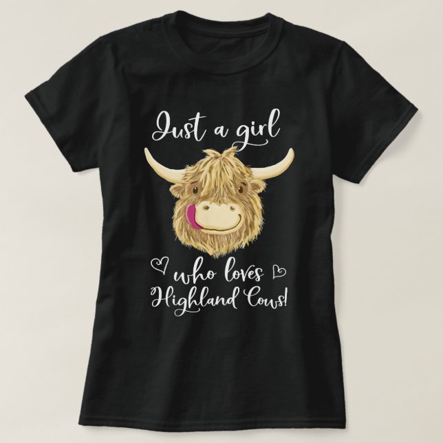 Kow Mooey bara en flicka som Kärlek Skotska höglan T Shirt (Design framsida)