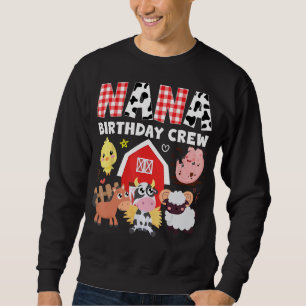 Kow Nana Birthday Crew Farm Theme Animals Birthday Lång Ärmad Tröja