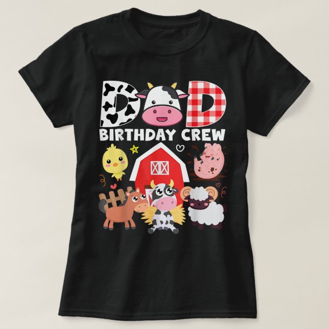 Kow Pappa Birthday Crew Farm Theme Animals Birthda T Shirt (Design framsida)