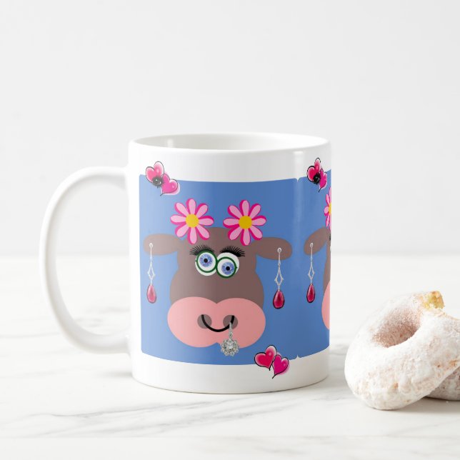 Kow Pink Hjärta Smycken Mugg (Med munk)