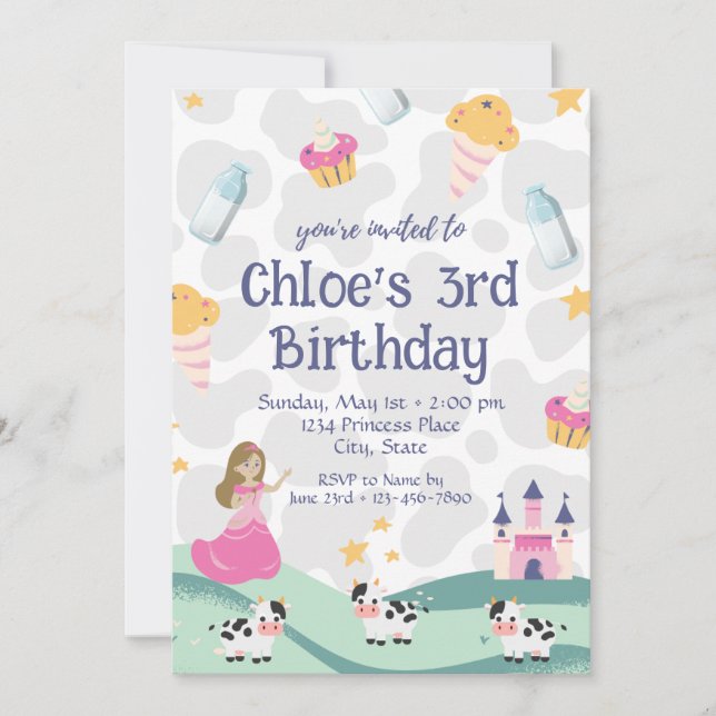 Kow Princess Birthday-inbjudan Inbjudningar (Framsida)