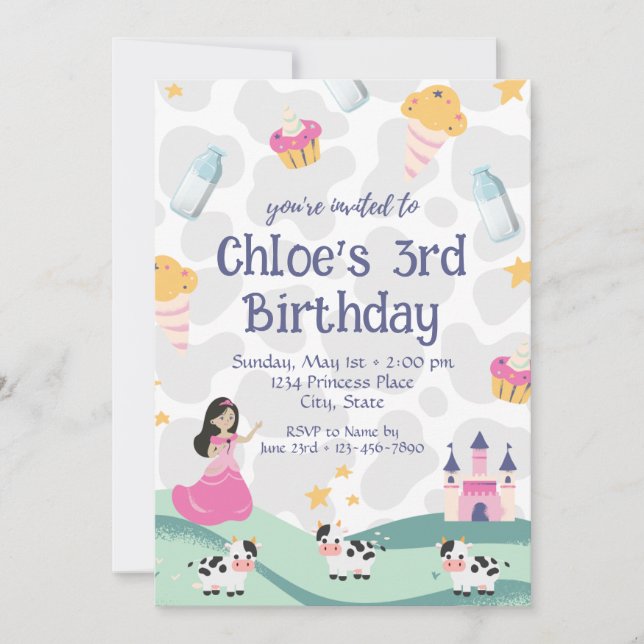 Kow Princess Birthday-inbjudan Inbjudningar (Framsida)