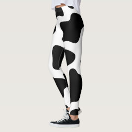 Kow Print Black & White Halloween Leggings