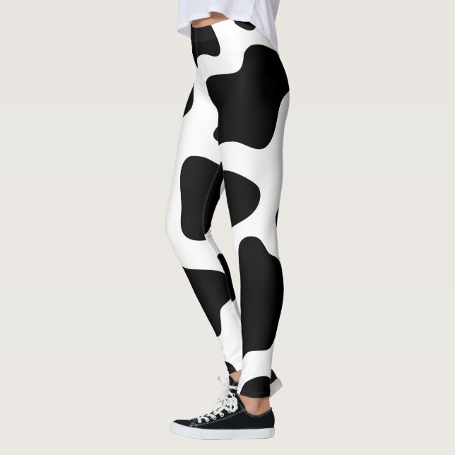 Kow Print Black & White Halloween Leggings (Vänster)