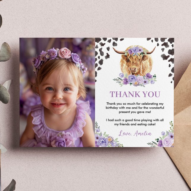 Kow Print Girl Birthday Photo - tackkort Tack Kort (Skapare uppladdad)