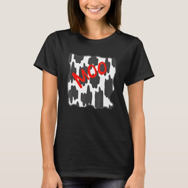 Kow Print Lätt Halloween Kostym T Shirt (Framsida)