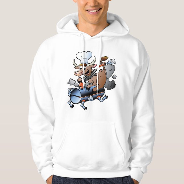 Kow Riding A BBQ Manar Hoodie (Framsida)