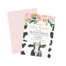 Kow Rosa Blommigt och Gingham Baby Shower