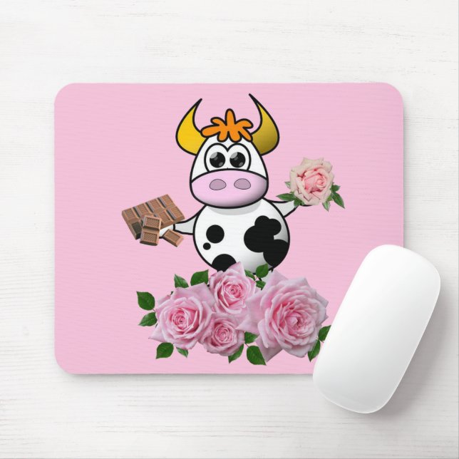 Kow Rosa ros Blommigt Mouse Pad! Muspets Musmatta (Med mus)
