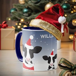 Kow Santa Blue White Namn Farm Djurjul Mugg