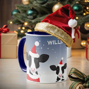 Kow Santa Blue White Namn Farm Djurjul Mugg