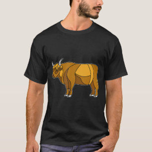 Kow Scottish Shaggy Highland Cow Stached Glass T Shirt