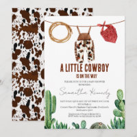 Kow Skriv ut Rustic Little Cowboy Baby Shower