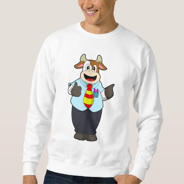 Kow som lärare med Tie Lång Ärmad Tröja (Framsida)