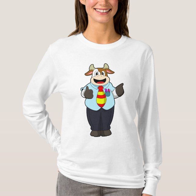 Kow som lärare med Tie T Shirt (Framsida)