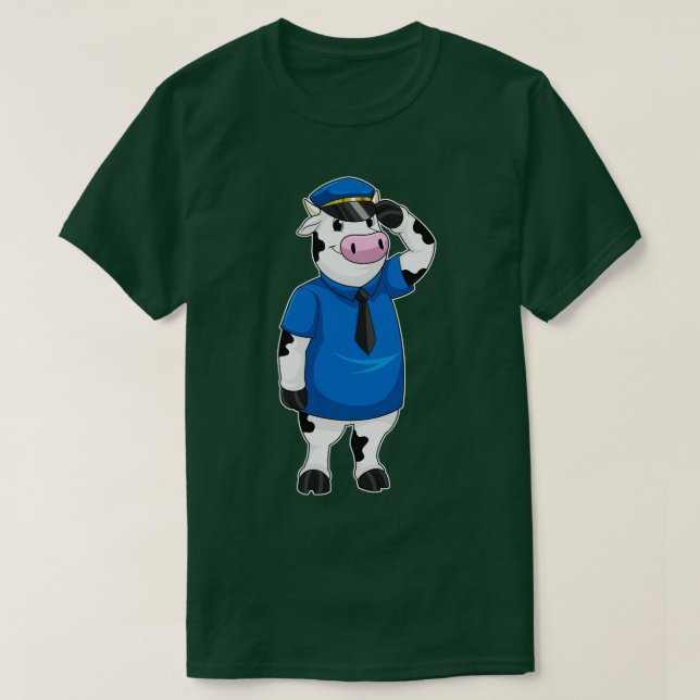 Kow som polis med polishatt t shirt (Design framsida)