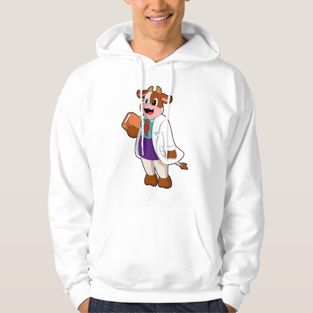 Kow som sjuksköterska med Bok Hoodie (Framsida)