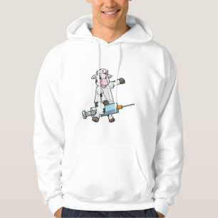 Kow som sjuksköterska med hjärta och spruta hoodie