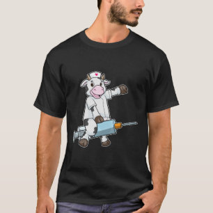 Kow som sjuksköterska med hjärta och spruta t shirt