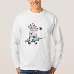 Kow som sjuksköterska med hjärta och spruta t shirt
