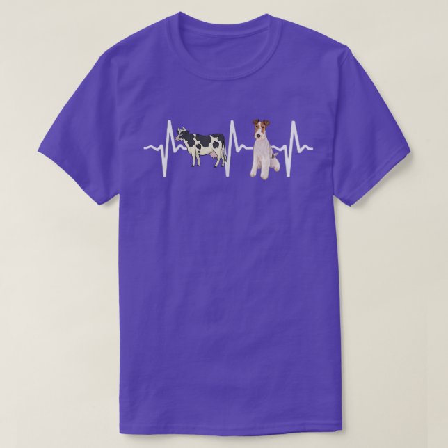 Kow Spoted Wire for Terrier Heartslag Hund älskare T Shirt (Design framsida)