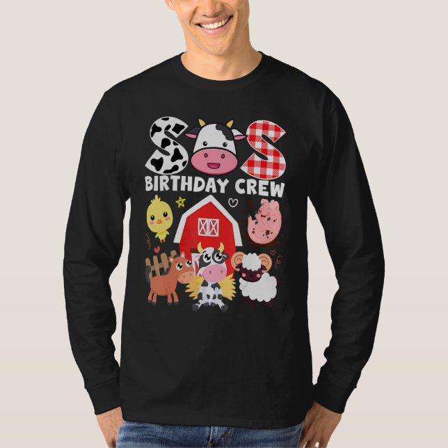 Kow Syrran Birthday Crew Farm Theme Animals Birthd T Shirt (Framsida)