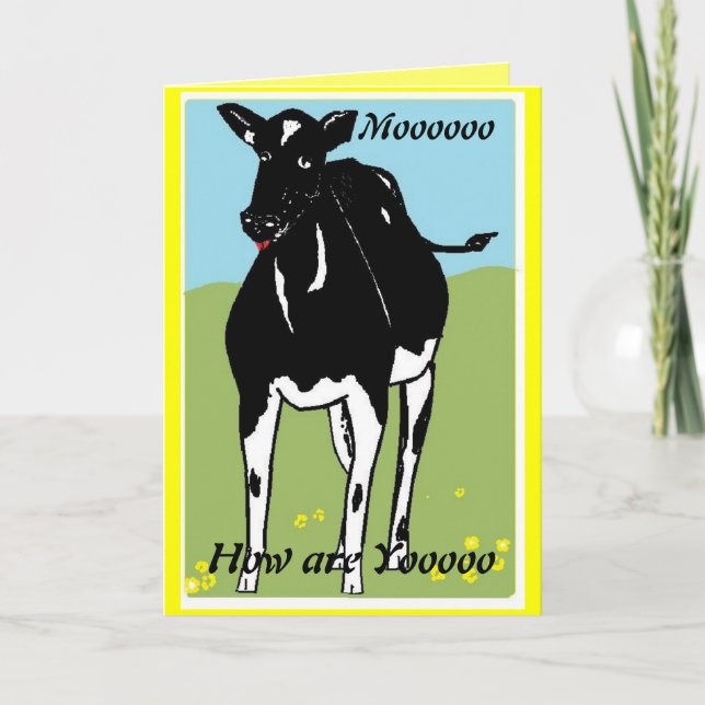 Kow teckning, som säger Mooo, hur mår du? Kort (Framsida)