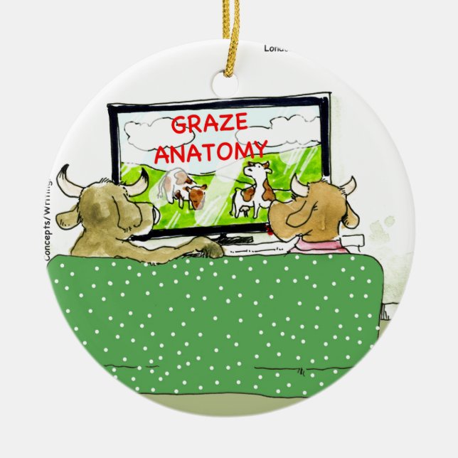 Kow-TV visar en snygg Tecknad Julgransprydnad Keramik (Framsidan)