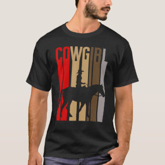 Kowbojkvinnas silhuett från vintage-eran. t shirt