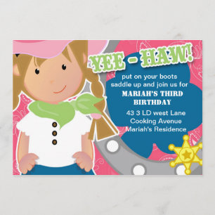 Kowgirl Birthday Blonde Inbjudningar
