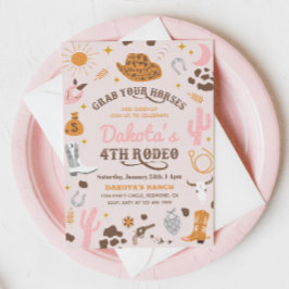 Kowgirl Birthday-inbjudan | 4:e rodeo-inbjudan Inbjudningar