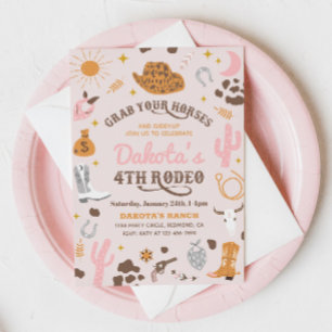 Kowgirl Birthday-inbjudan 4:e rodeo-inbjudan Inbjudningar
