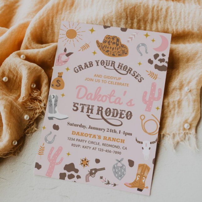Kowgirl Birthday-inbjudan | 5:e rodeo-inbjudan Inbjudningar (Skapare uppladdad)