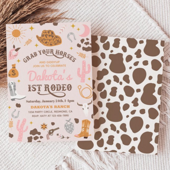 Kowgirl Birthday-inbjudan | Första rodeo-inbjudan Inbjudningar (Skapare uppladdad)