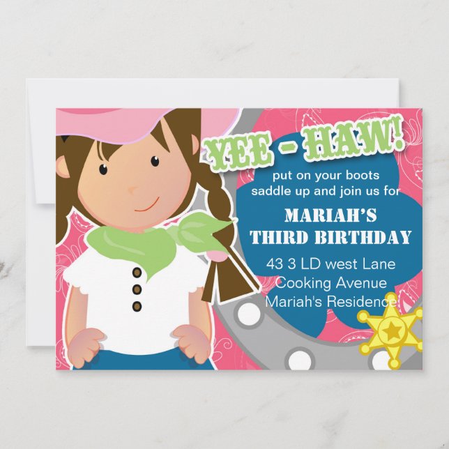 Kowgirl Birthday-inbjudan Inbjudningar (Framsida)