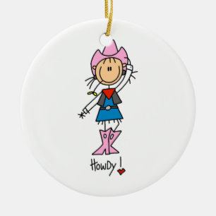 Kowgirl in Rosa T-shirts and Gifts Julgransprydnad Keramik