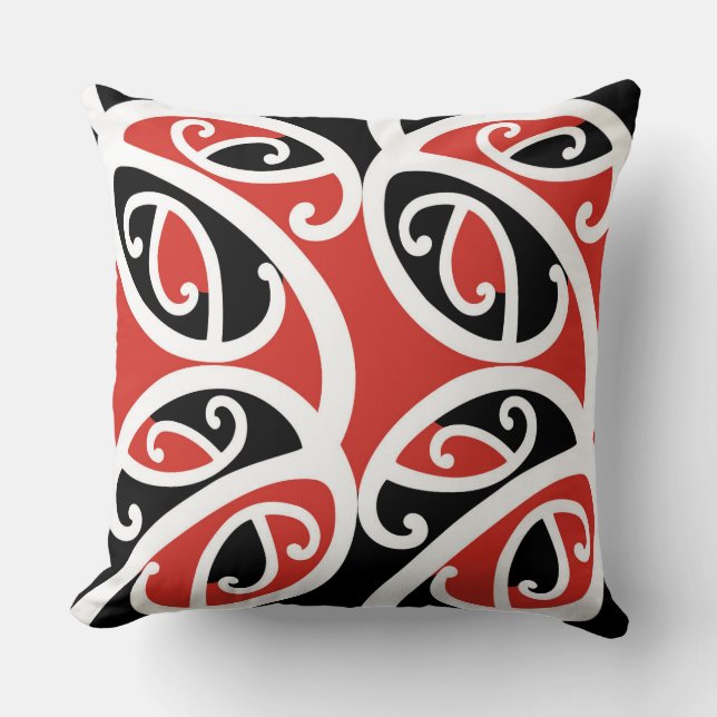 Kowhaiwhai Mangopare Maori Tribal Mönster Kudde (Framsida)