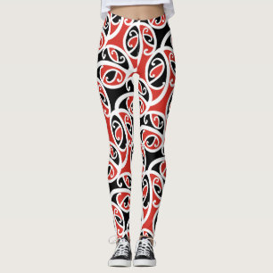 Kowhaiwhai Mangopare Maori Tribal Mönster Leggings