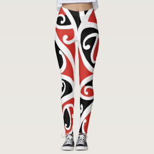 Kowhaiwhai Mangopare Maori Tribal Mönster Leggings
