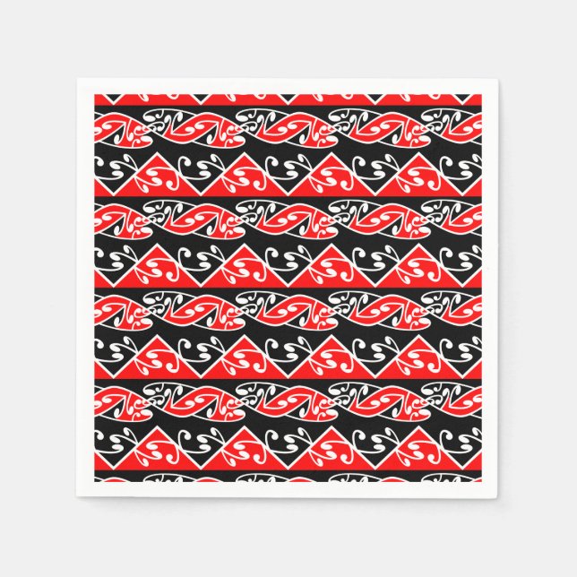 Kowhaiwhai Traditional Maori Koru Mönster Pappersservett (Framsidan)