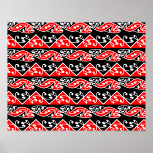 Kowhaiwhai Traditional Maori Koru Mönster Poster
